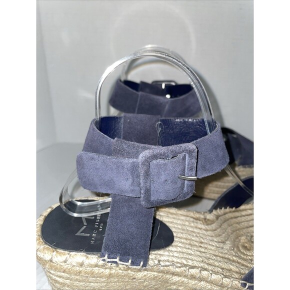 Marc Fisher Sandals Womens 10 Blue Suede Espadrille Platform Wedges Open‎ Toe - Picture 8 of 13
